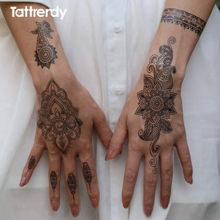 FREE Body painting white black henna tattoo Arabic Indian rose butterfly wedding art paint on hand